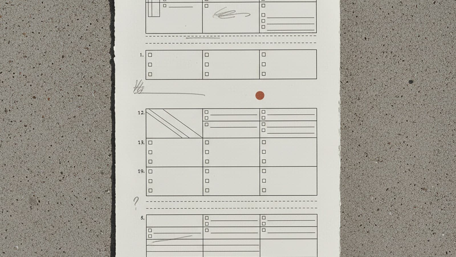 Brief estructurado de manual de marca Tramarca con 23 preguntas en 5 bloques sobre concreto editorial — el documento operativo más importante del proceso