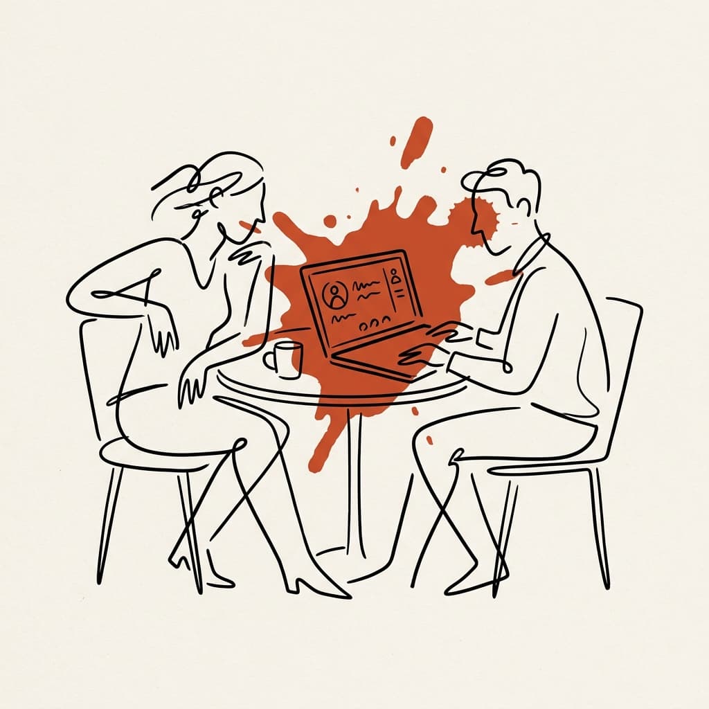 Ilustración editorial de kickoff por videollamada — proceso paso 2