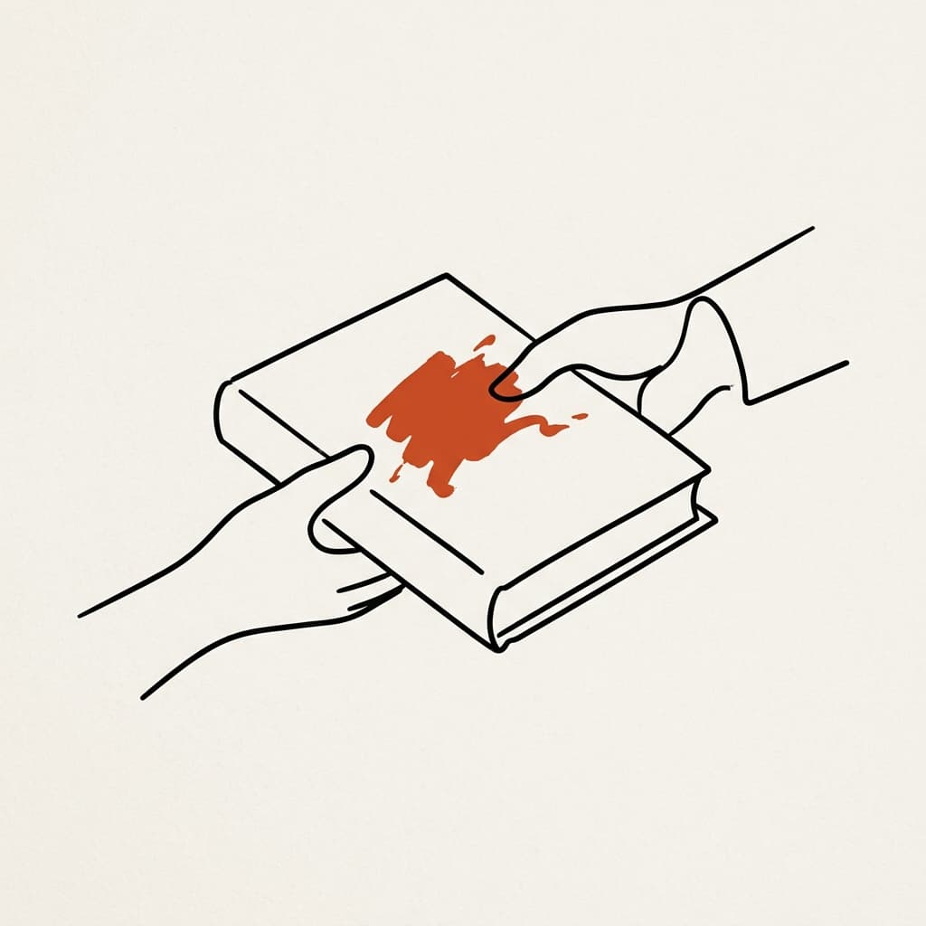 Ilustración editorial de entrega del manual — proceso paso 4