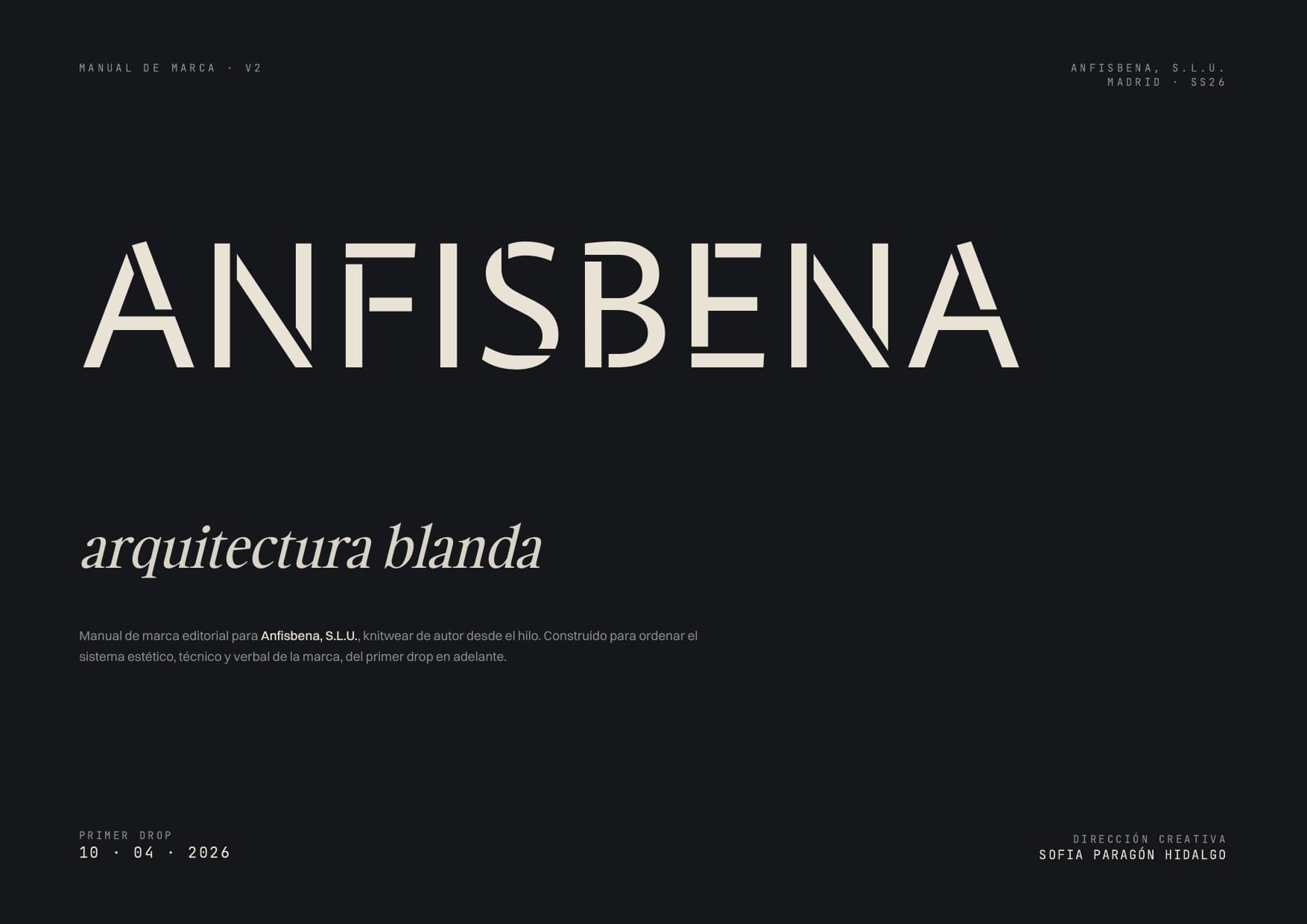 Anfisbena — manual de marca profesional 43 páginas entregado por Tramarca