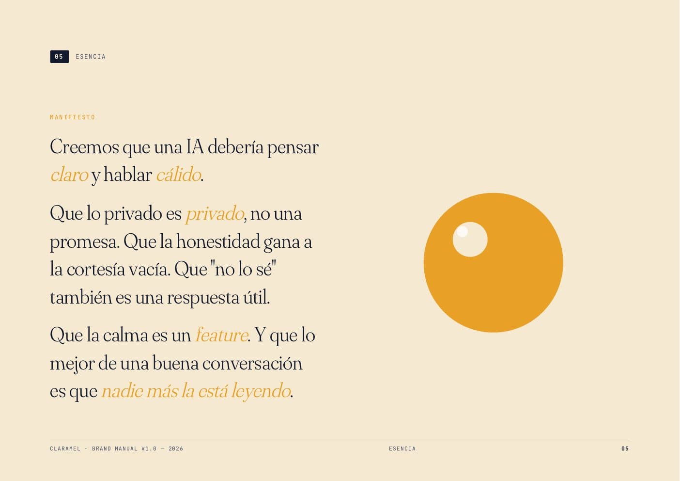 Claramel — spread 2 del manual de marca por Tramarca