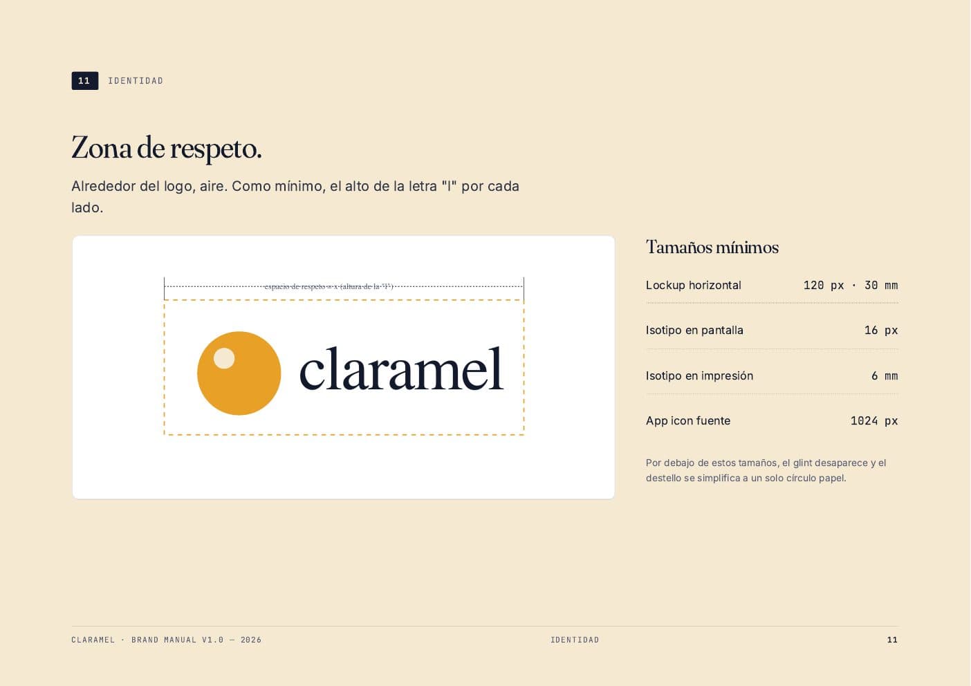 Claramel — spread 5 del manual de marca por Tramarca