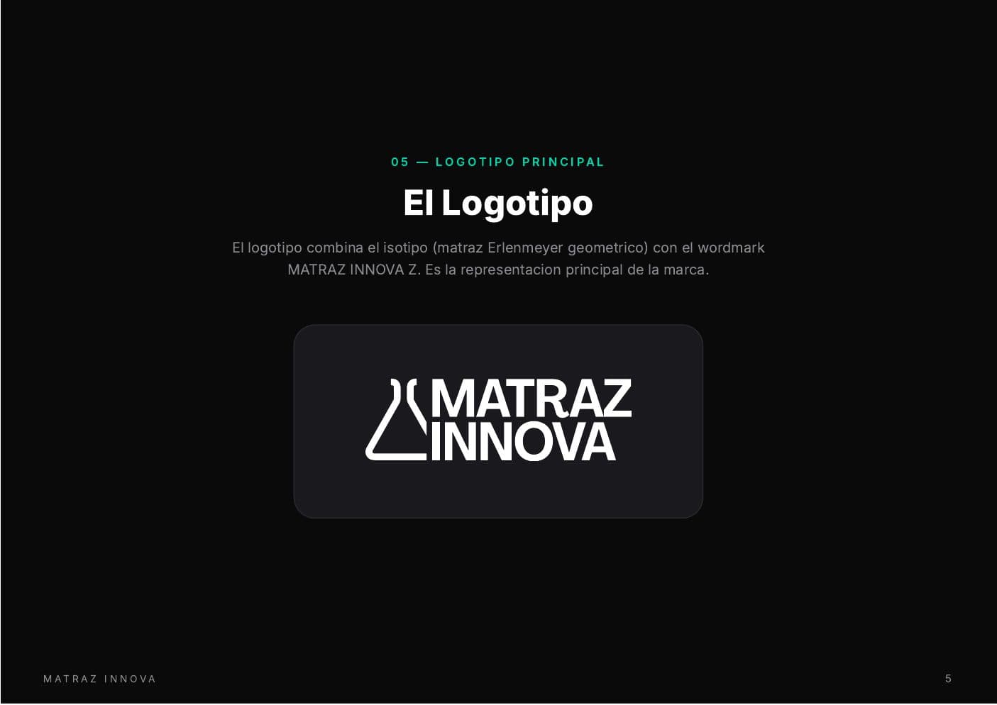 Matraz Innova — spread 2 del manual de marca por Tramarca