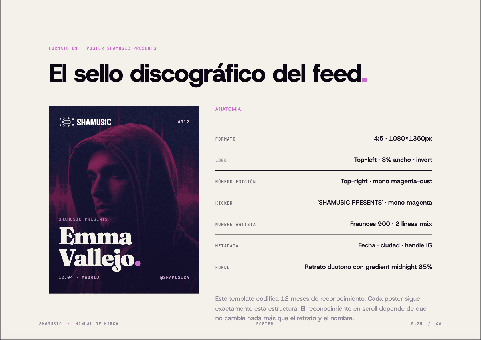 Shamusic — spread 5 del manual de marca por Tramarca