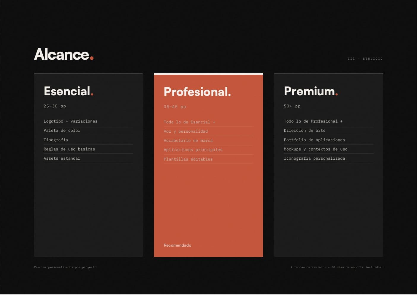 Identidad verbal — spread del manual Tramarca con tono de voz y frases patrón